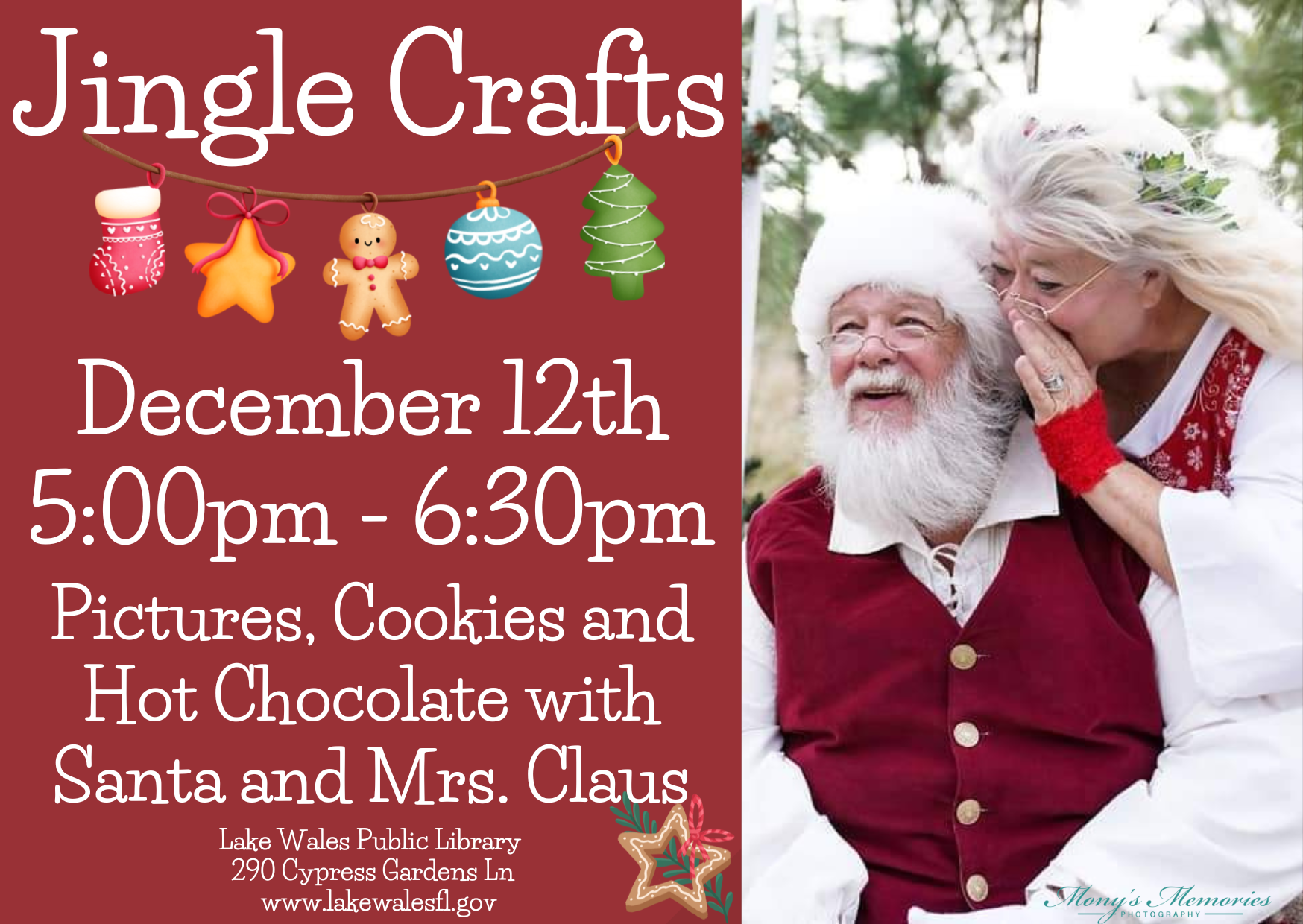 Jingle Crafts 2022 pictures cookies hot chocolate Santa