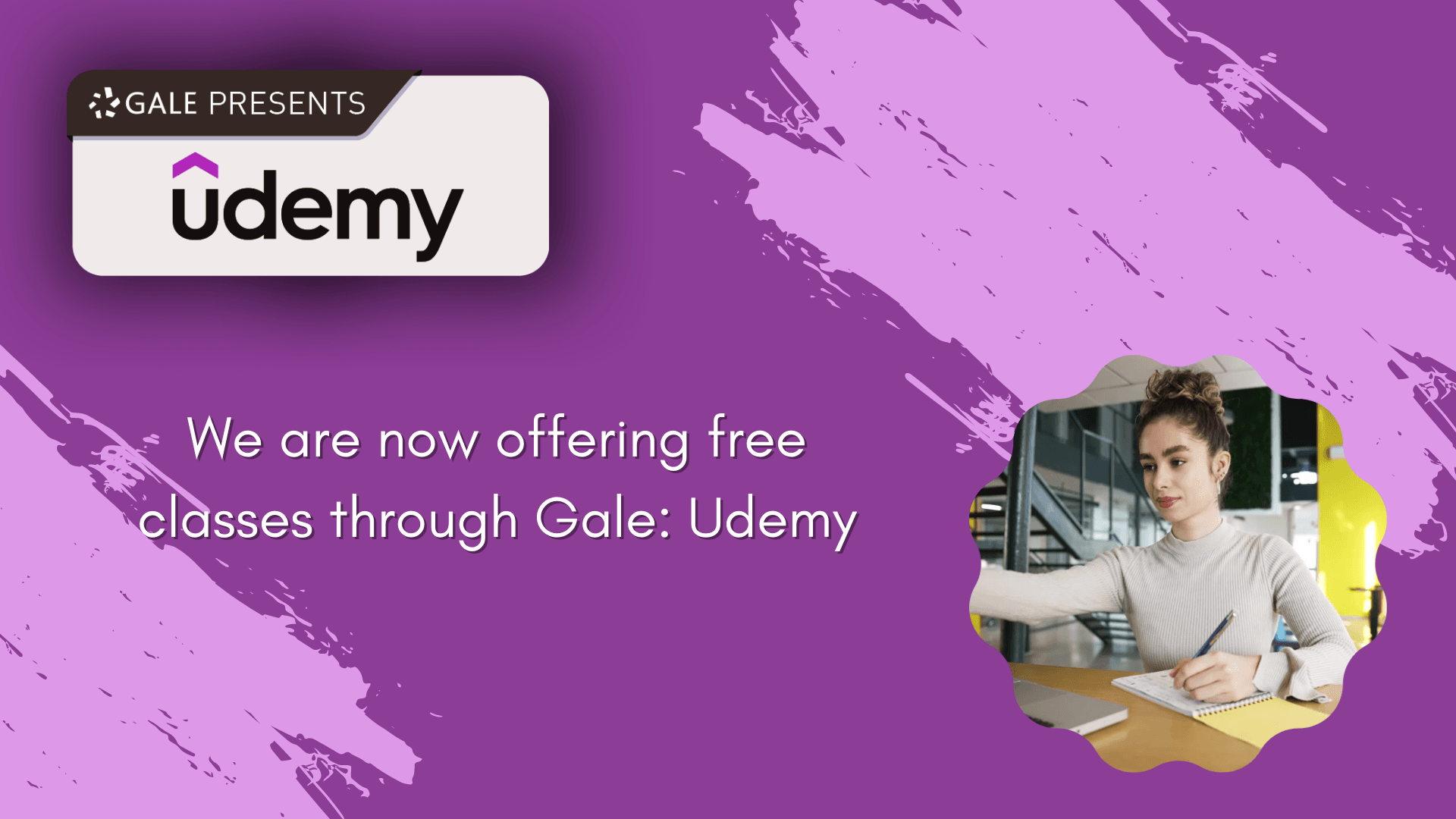 Udemy  by Gale with girl writing
