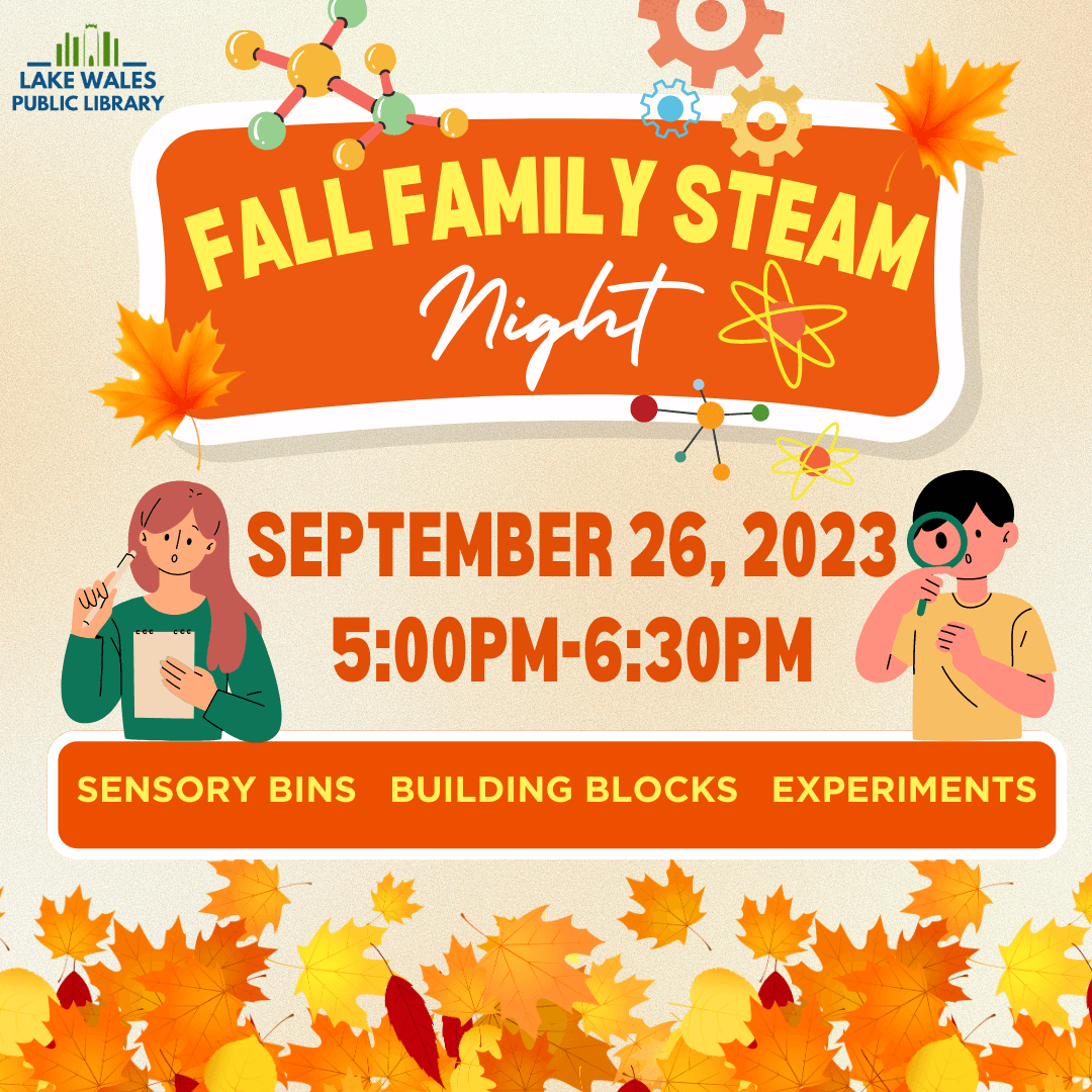Fall STEAM Night for kids september 26th at 5 PM