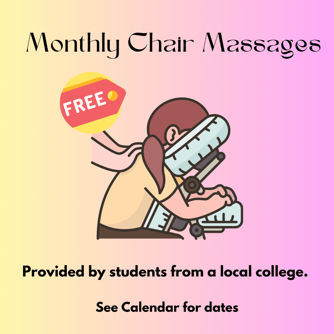Chair Massage person in chair getting massage free check calendar